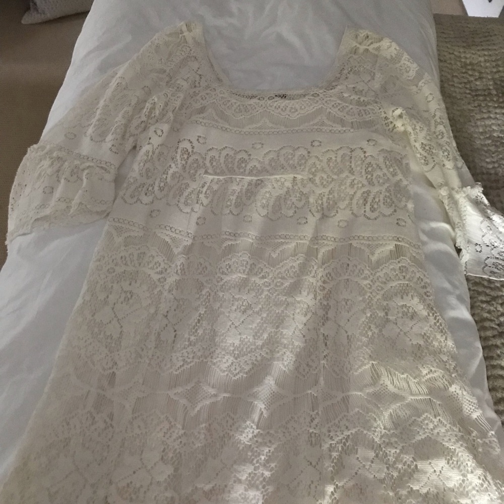 Free People White Lace Baby Doll Dress